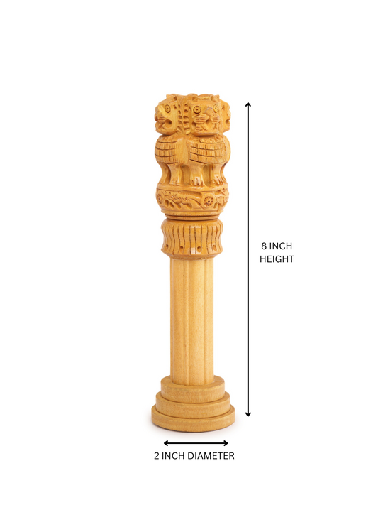 Homeique Handcrafted Wooden Ashoka  Pillar Showpiece