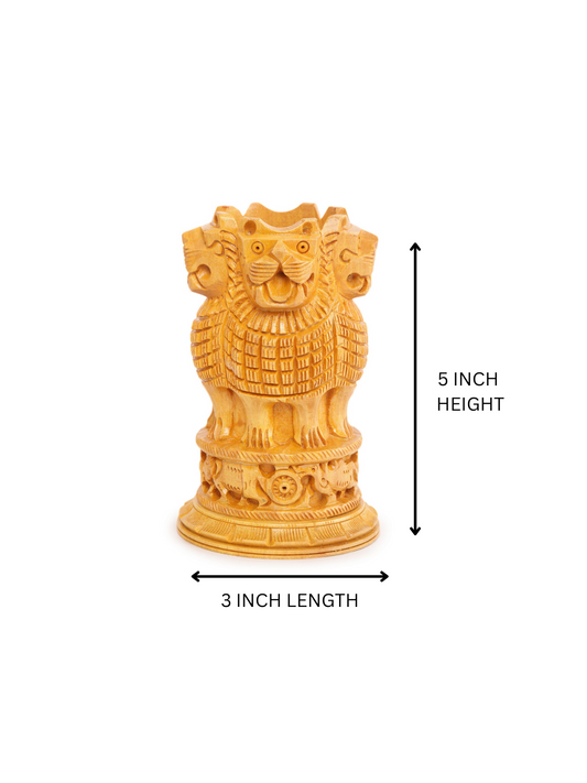 Homeique Handcrafted Ashoka Pillar Wooden Pen Stand