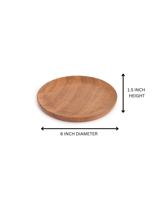 Handcrafted Round Wooden Serving Coaster - Single Piece