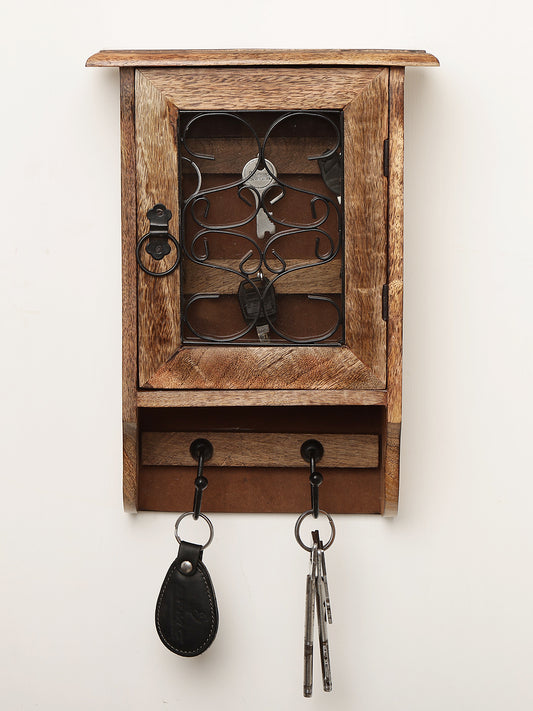 Rustic Wooden Wall-Mounted Eyewear Organizer  & Key Holder