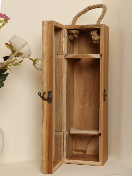 Ornate Patterned Wooden Wine Box  with Hinged Lid & Clasp