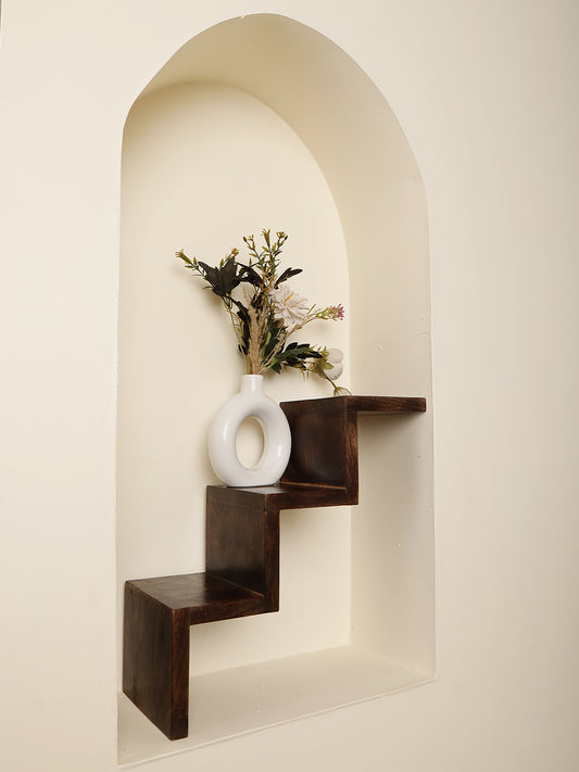 Rustic Zigzag Wooden Wall- Mounted Bookshelf & Organizer