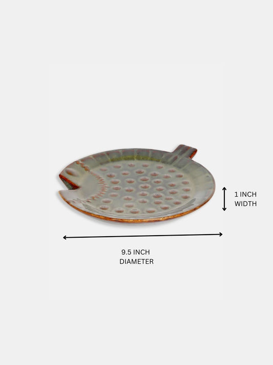 Sage Fish' Serving Platter for Snacks - Platters Ceramic Platter