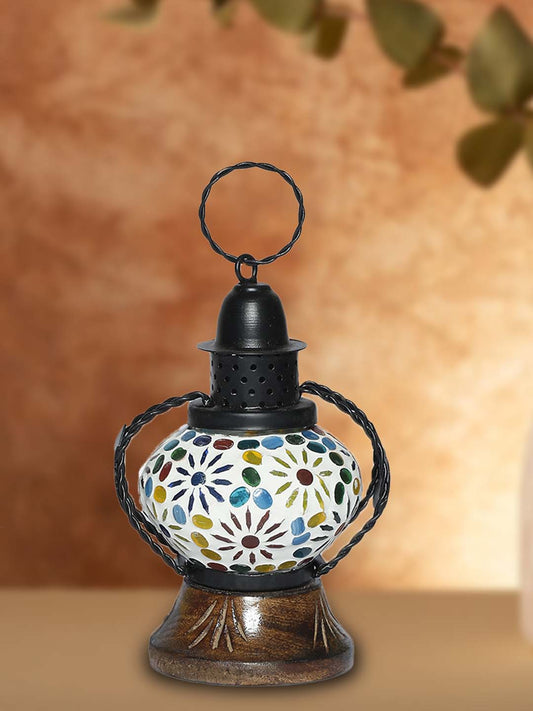Handcrafted Mosaic Lantern Lamp – Multicolor Decorative Light
