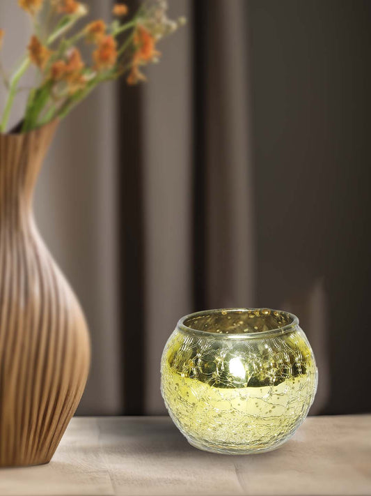 Candle Holders Mercury Glass Tealight Candle Holder Ice Cracked Glass Bowl Candle Holder for Home Wedding Tables