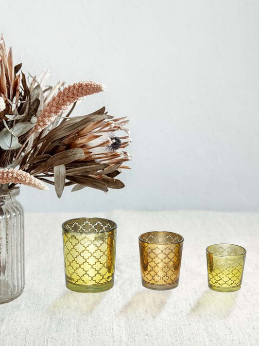 Home Decoration Tealight Candle Votive Holders Pack of 3 Pcs | Votives for Home Decor | Diwali Decoration Items for Home Decor | Best for Festive Season
