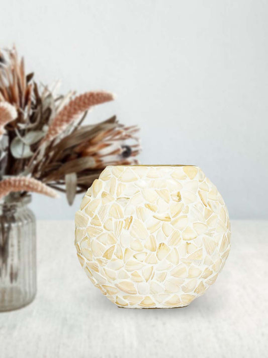 Handcrafted Mother of Pearl Mosaic Glass Lamp Holder