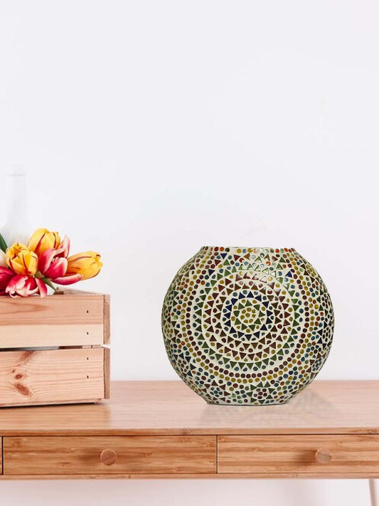 Handicraft Oval Shape Table Lamp | Handmade Glass Lamp with Decorative Crystal Beads for Home Decoration and Gifting