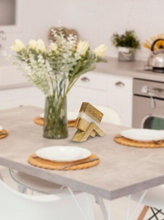 Square Wooden Coasters for Home and Office Decor, Heat Resistant Drink Coasters for Coffee Table | Rustic Coasters for Wooden Table |