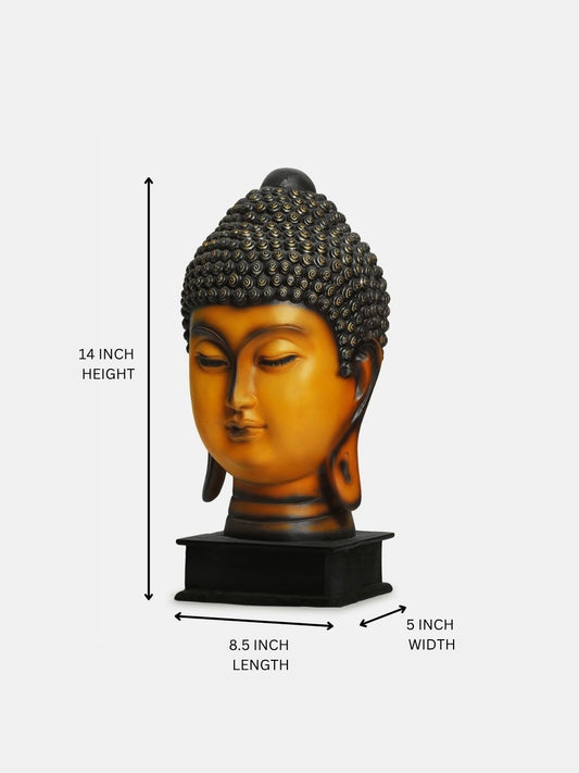 Mustard color Piece Buddha Head Statue, Idol for Diwali, Home Decor, Living Room, Office Desk, Table, Bedroom Corner Showpiece, Figurines, Christmas Gifts Items Face Buddha murti (Pack of 1)