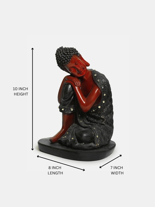 Resting Buddha on Knee Metal Showpiece