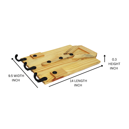 Rustic Wooden Wall Hook Organizer – Handcrafted Pine Coat & Key Rack