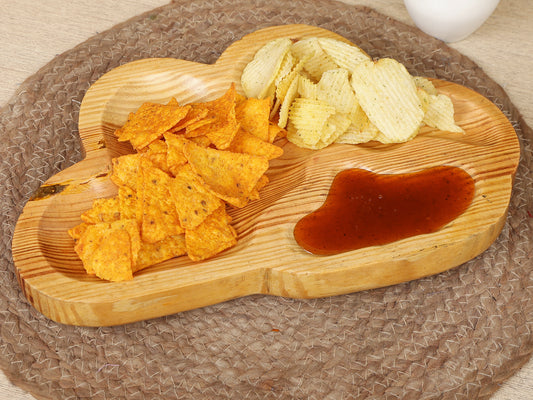 "Homeique Cloud-Shaped Pine Wood  Snack Serving Tray"