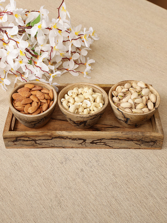 Rustic Wooden Rectangular Serving  Tray with Raised Edges