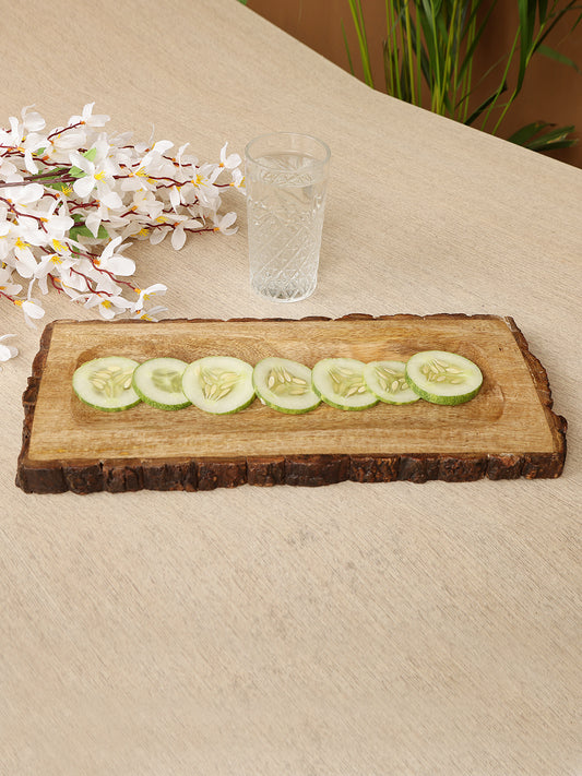 Rustic Bark Edge Wooden Serving Dish - Rectangular