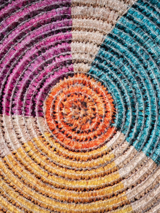 A Table Placemats made of cotton and featuring a color palette of purple, blue,white,pink and yellow