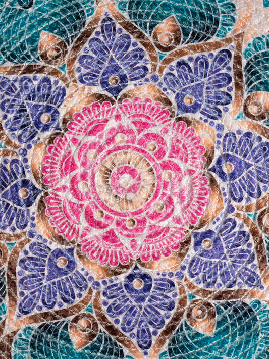 A Rounded Table Placemats with sky blue and pink color