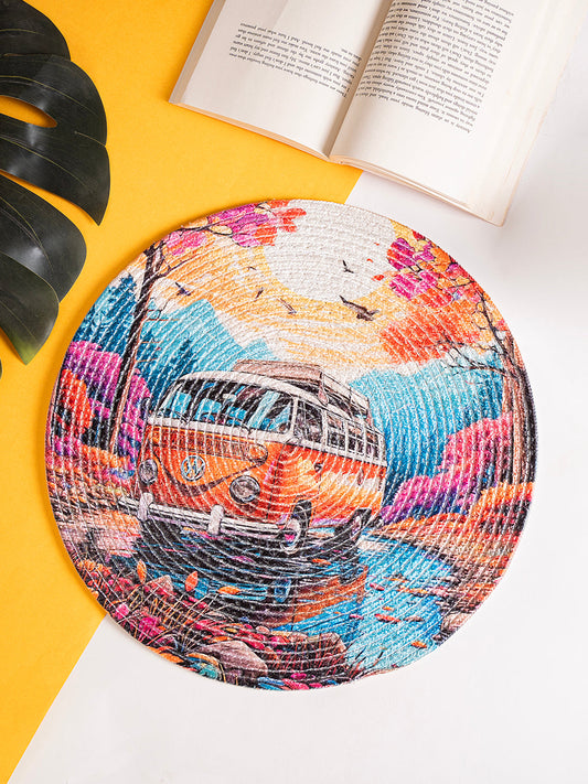 Bus Printed Multicolored Table placemats Set of 4