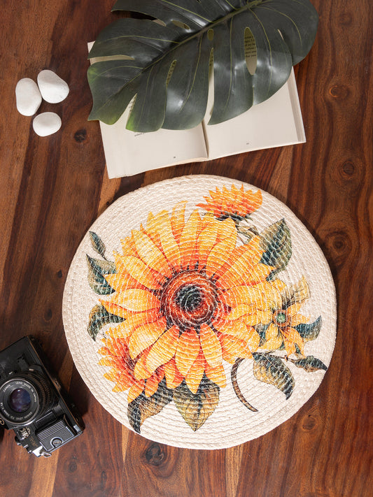 A Rounded Table Placemats design of Sunflower