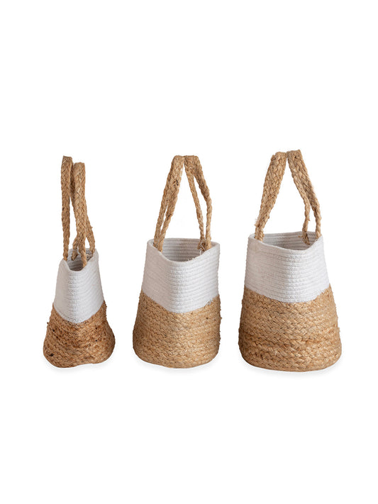Jute Lunch Bag for Office | Picnic Basket | Tote Handbag for Lunch Box, water bottle - White
