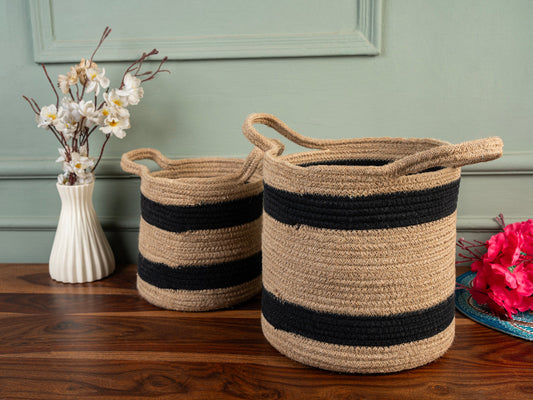 10 inch,8 inch,6 inch Jute Planter Pots/Storage Basket with Handle, Multi-Purpose Storage Bag use for Bathroom Living Room (SET-04)