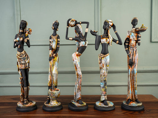 Five Style Standing Lady Statue set