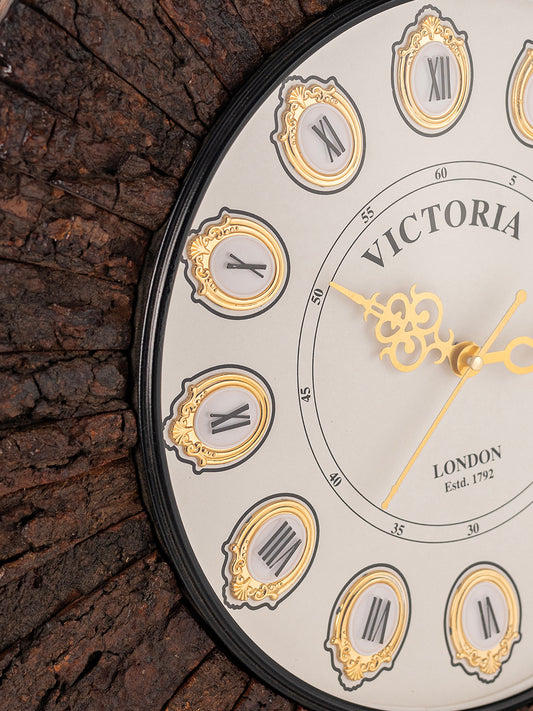 Victoria Classic Ribbed Frame Wall Clock with Roman Numerals – Vintage Antique Finish