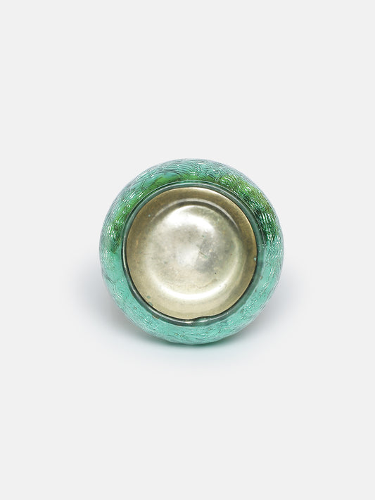 Aqua Glow Crackled Glass Candle Holder