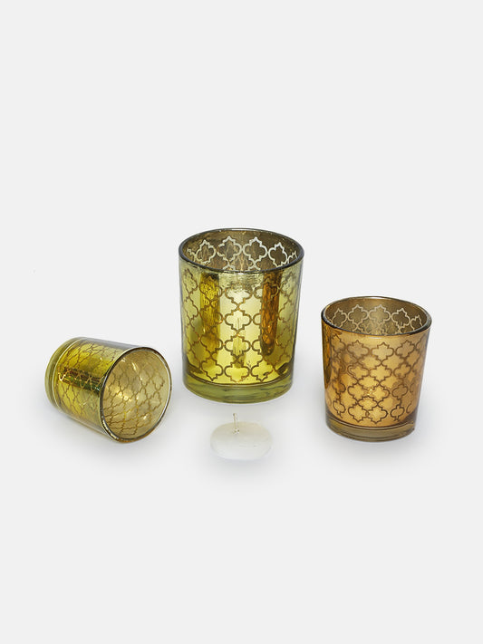Home Decoration Tealight Candle Votive Holders Pack of 3 Pcs | Votives for Home Decor | Diwali Decoration Items for Home Decor | Best for Festive Season