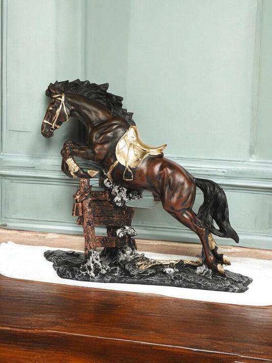 (Brown Color) Resin Horse Showpiece for Home Decor Showpiece, Running Horse Statue European Style for Home Decor and Office Decor for Good Luck Gifts for Home Decorative Item.