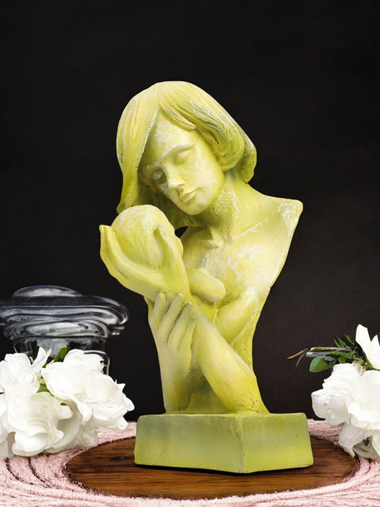 KD HUB Mother & Child Showpiece – Handcrafted Decorative Idol for Home & Office (Peach Gold, Resin, 7 Inch)