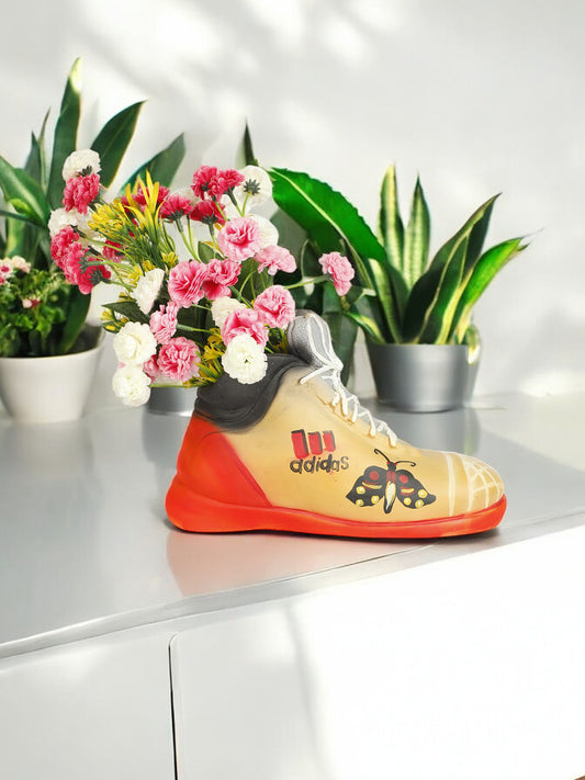 Sneaker-Inspired Decorative Shoe Planter with Floral Art
