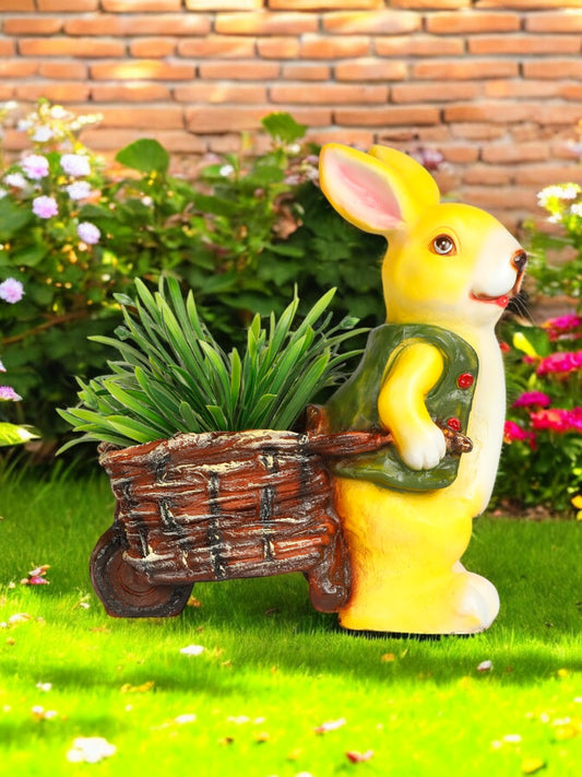 Bunny Bliss Planter – Adorable Rabbit Cart Flower Pot