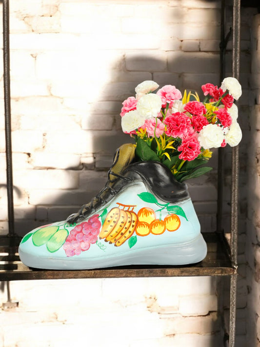 Hand-Painted Sneaker Shoe Planter – Unique Resin Home & Garden Decor