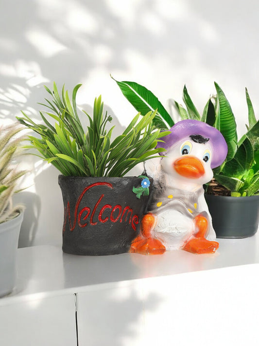 Resin Standing Duck Planter in Hand for Home/Garden Entrance, Decor, Big