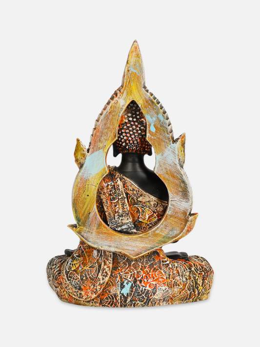 Buddha Statue showpiece Idol Home Decor Items for Living Room and Gifts | Polyresin Buddha Statue (Black with Multi Color)