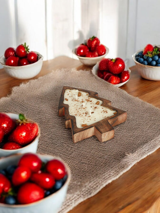 Scented Wooden Christmas Tree Candle, 95g, Pure Soy Wax, Christmas Decoration Candle for Home Decor