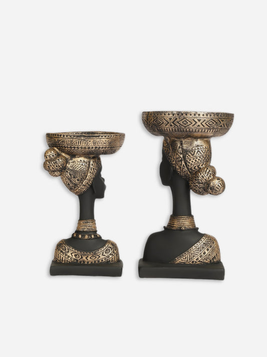 (Black Color) Modern Abstract Home Decor Sculpture - Contemporary Art for Living Room, Office, and Bedroom (Jaipuri Lady)