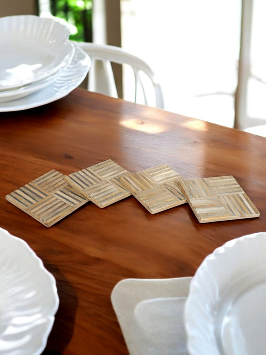 Square Wooden Coasters for Home and Office Decor, Heat Resistant Drink Coasters for Coffee Table | Rustic Coasters for Wooden Table