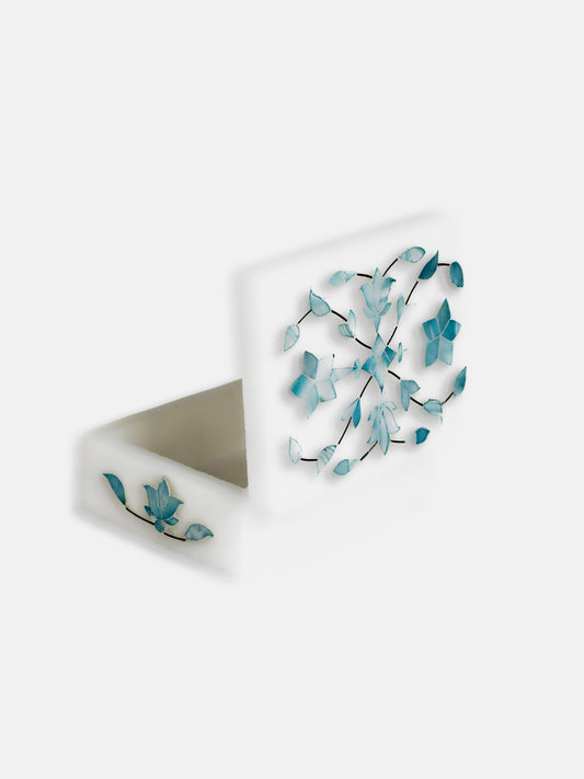 (Blue Color) Marble Handictraft Marble Inlay Box Jewellery