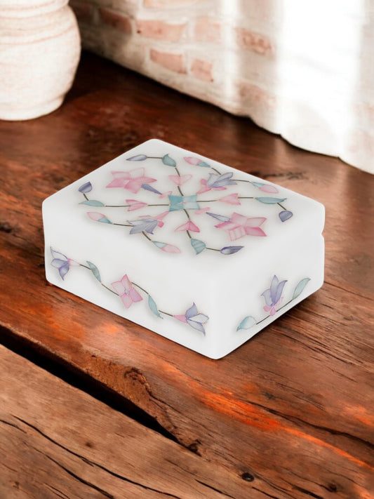 (Multicolor) Marble Handictraft Marble Inlay Box Jewellery
