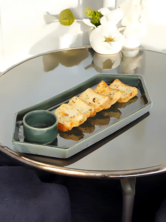 Handmade Ceramic Dark Green Tray