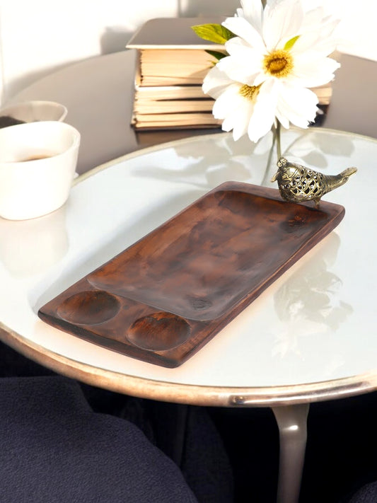 WOODEN TRAY WITH BIRD