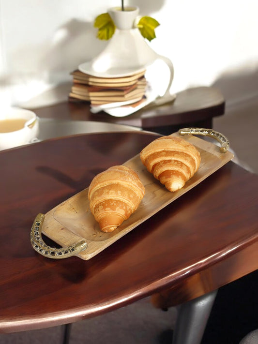 Wooden Tray with Brass Handle