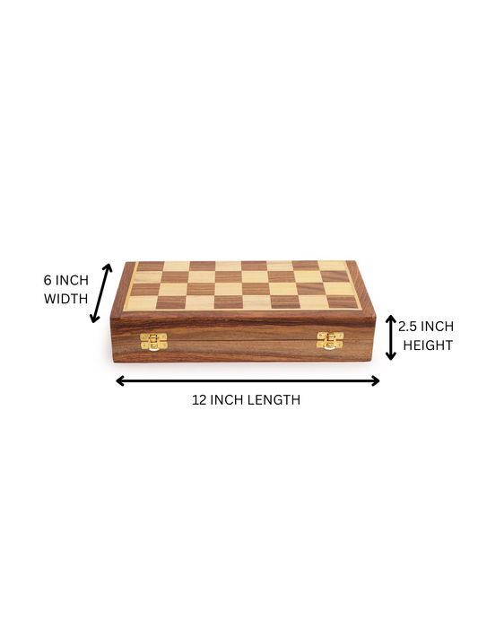 Premium Sheesham Wood Folding  Chess Set with Intricate Inlay