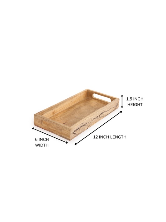 Rustic Wooden Rectangular Serving  Tray with Raised Edges
