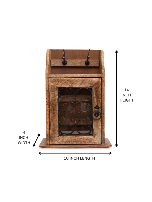 Rustic Wooden Wall-Mounted Eyewear Organizer  & Key Holder