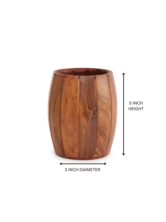 Handcrafted Wooden Pen and Pencil  Holder with Natural Wood Grain