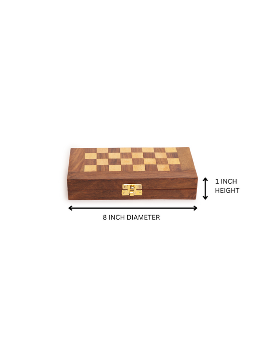 Handcrafted Wooden Magnetic Travel  Chess Set with Inlaid Squares