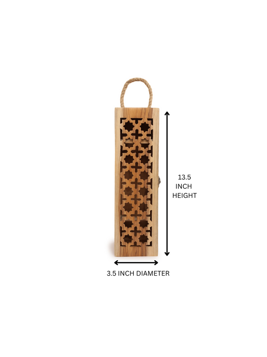 Ornate Patterned Wooden Wine Box  with Hinged Lid & Clasp